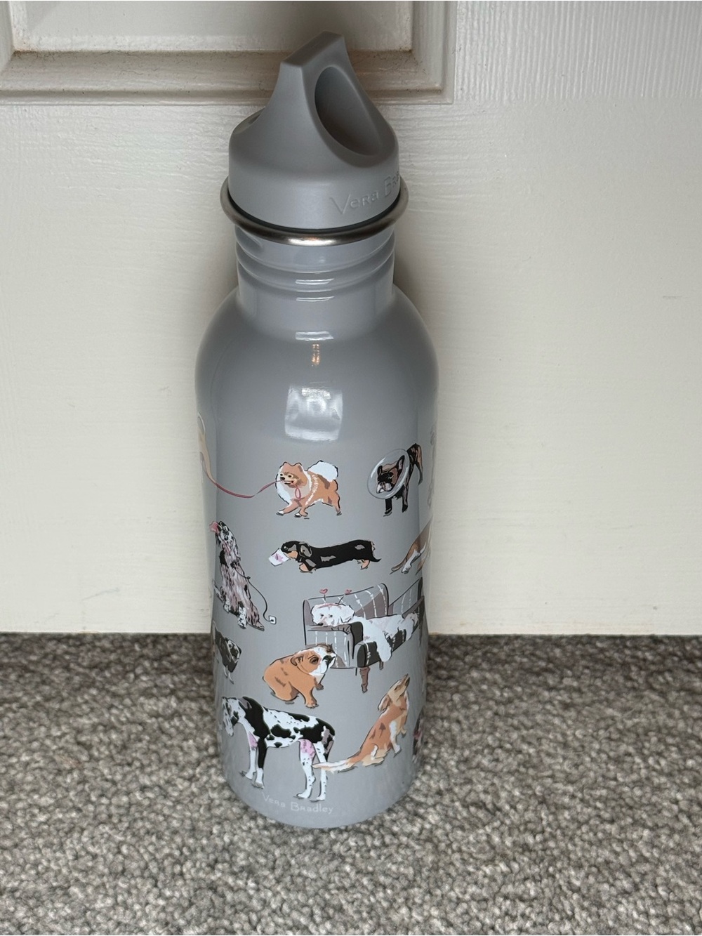 Vera Bradley Gray Dog Print Pet Water Bottle